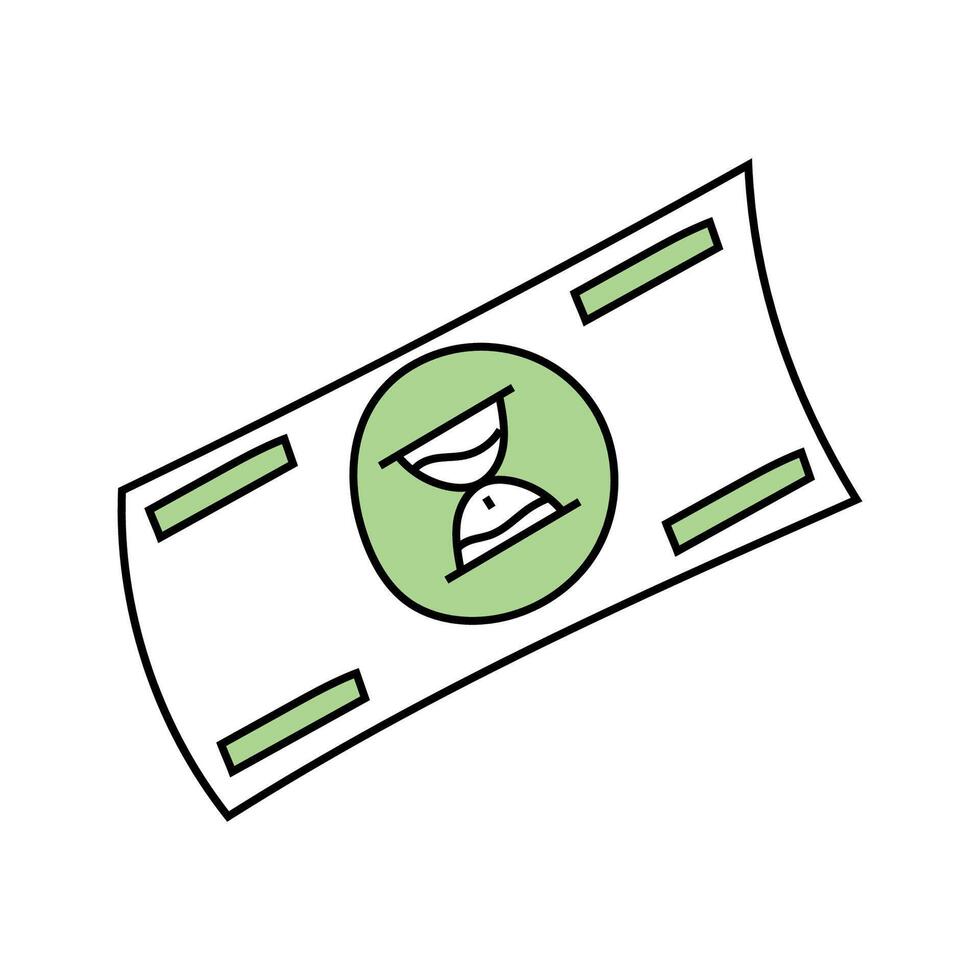 Banknote and clock doodle. illustration vector