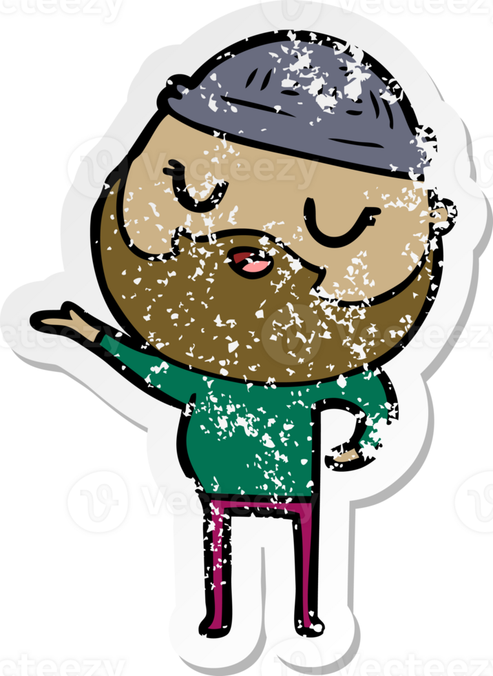 distressed sticker of a cartoon man with beard png
