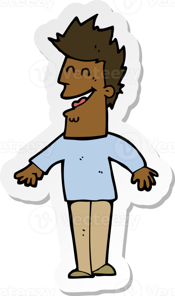 sticker of a cartoon happy man png