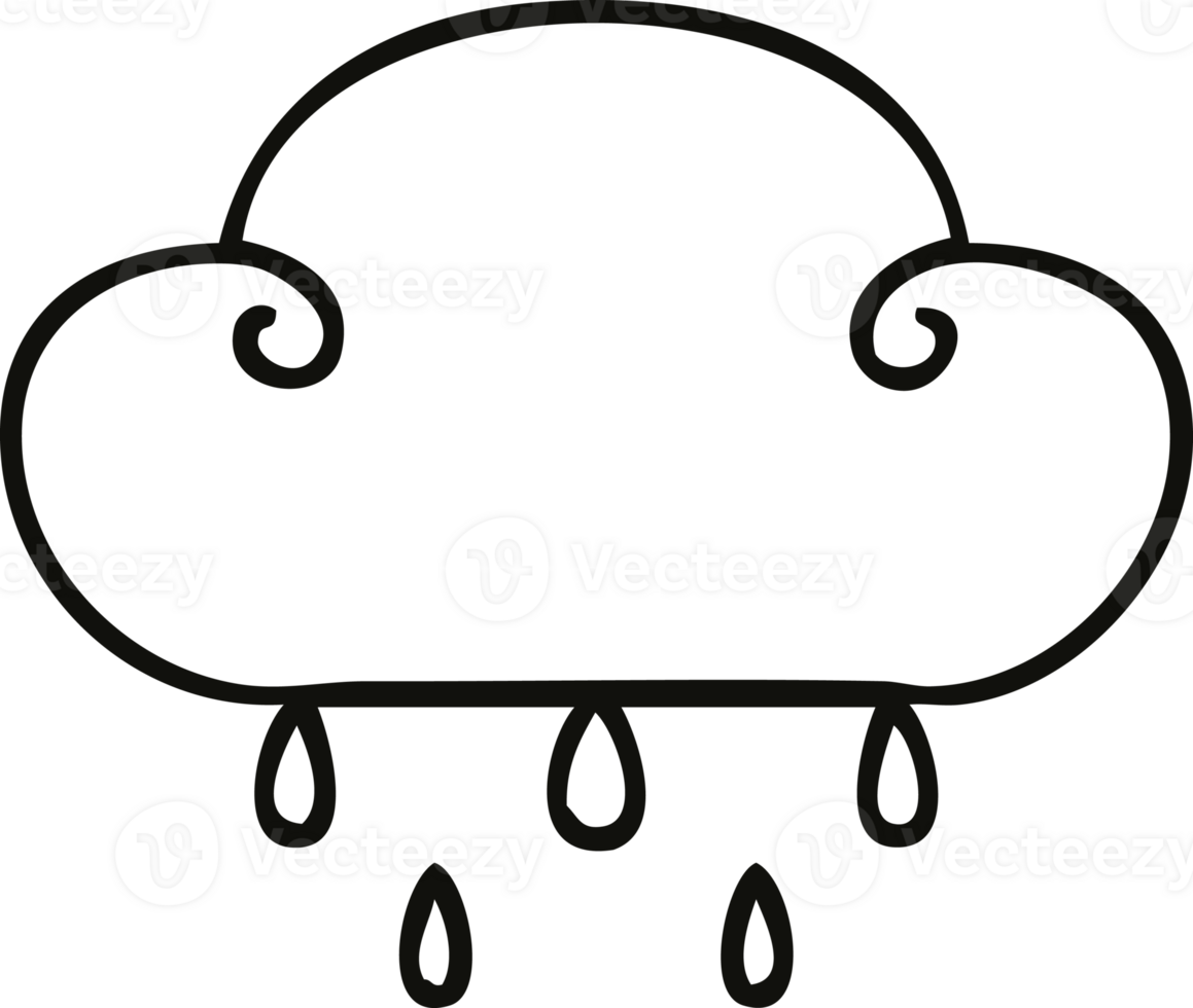 line drawing quirky cartoon rain cloud png