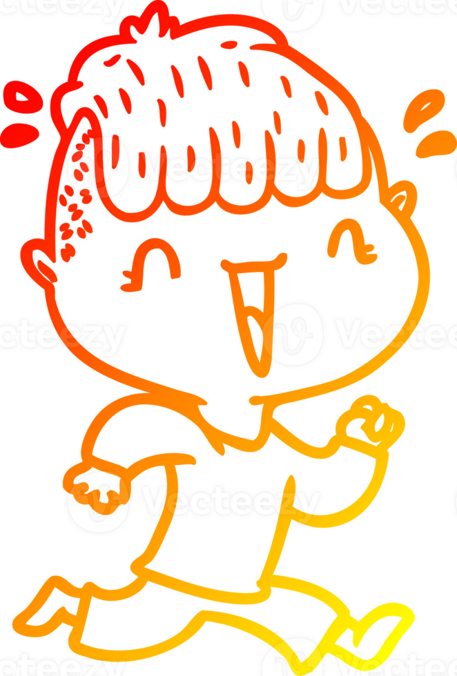 warm gradient line drawing of a cartoon happy boy surprised png