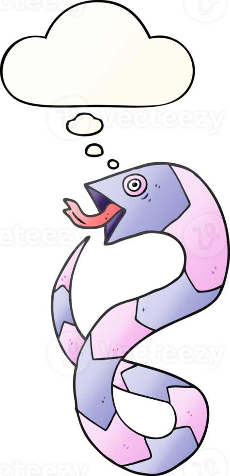 cartoon snake with thought bubble in smooth gradient style png