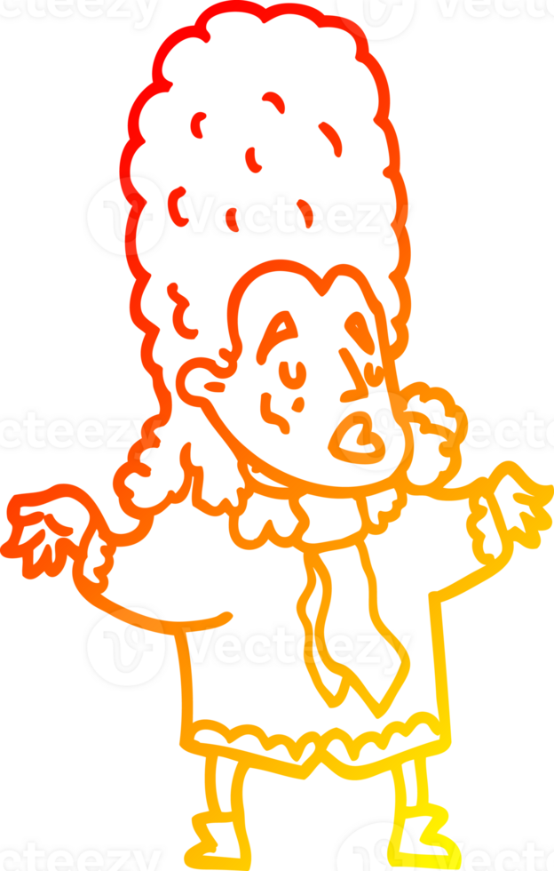 warm gradient line drawing of a cartoon man in wig png