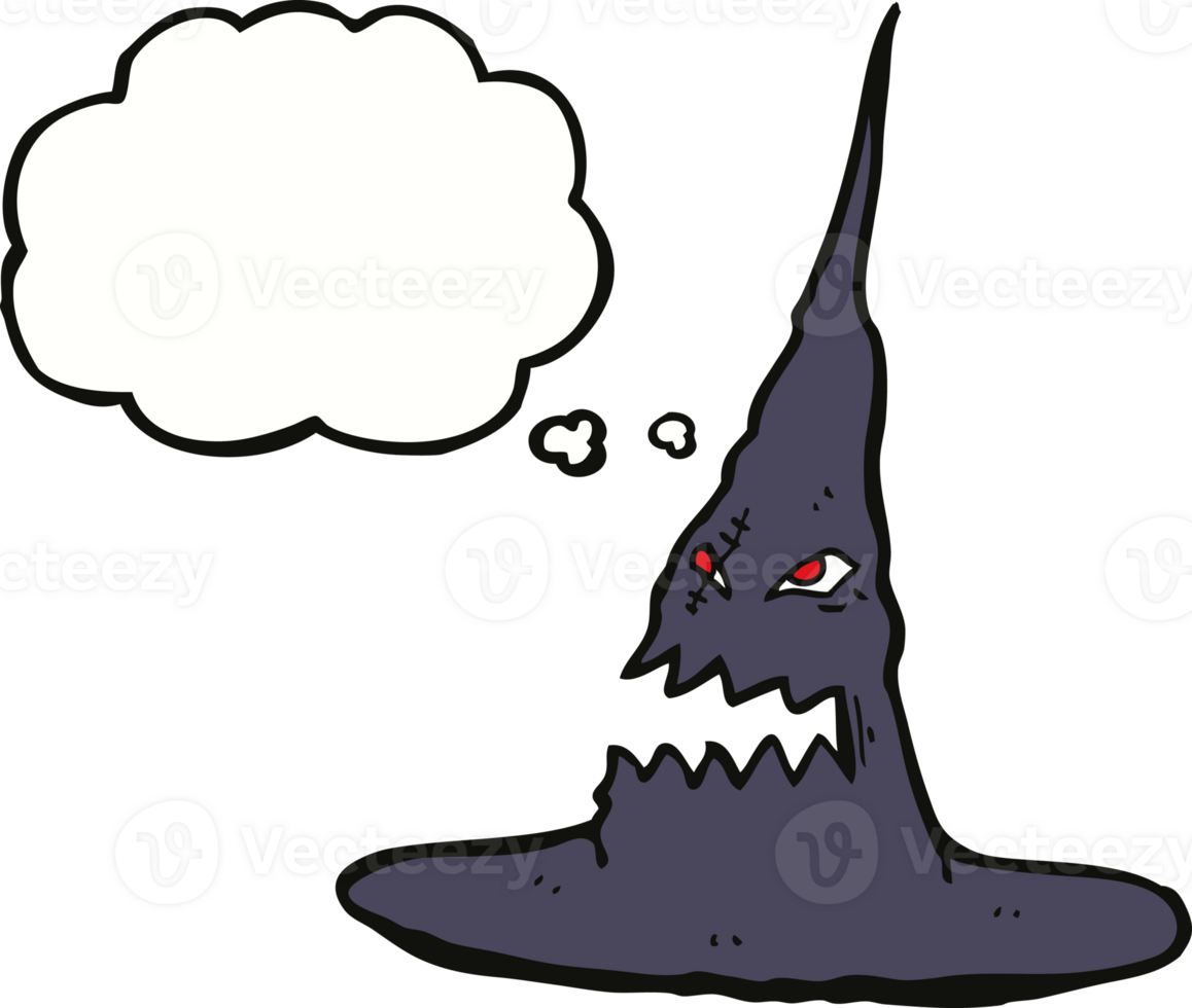 cartoon spooky witches hat with thought bubble png