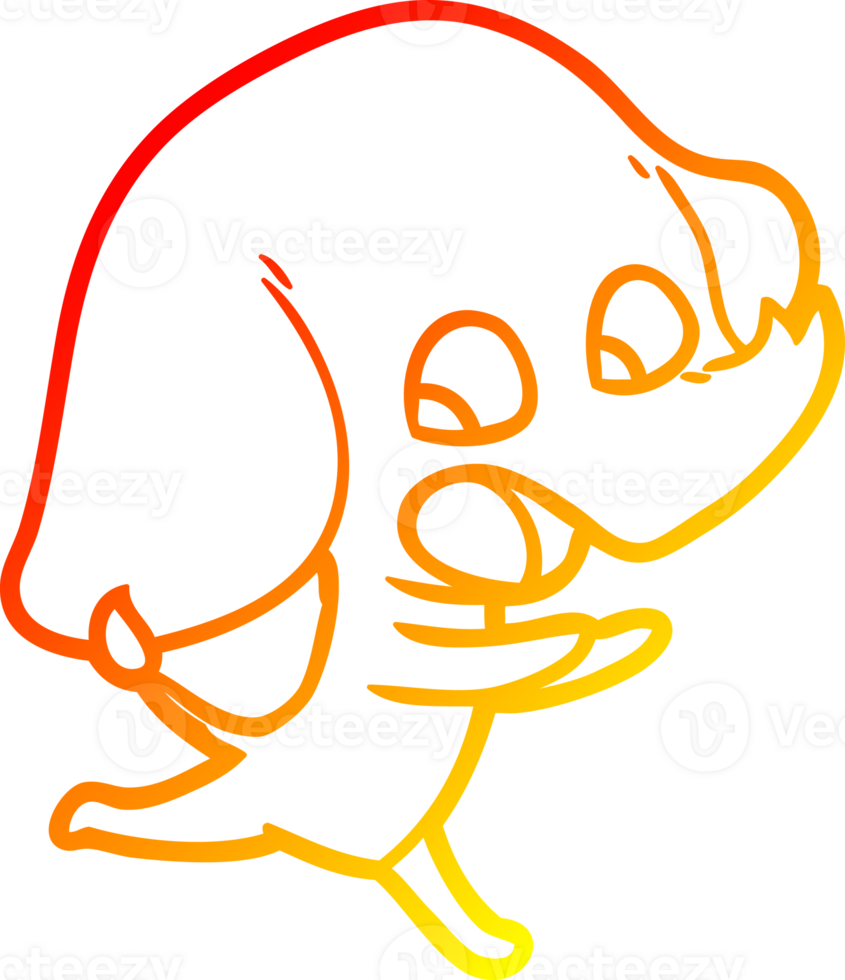 warm gradient line drawing of a cute cartoon elephant png