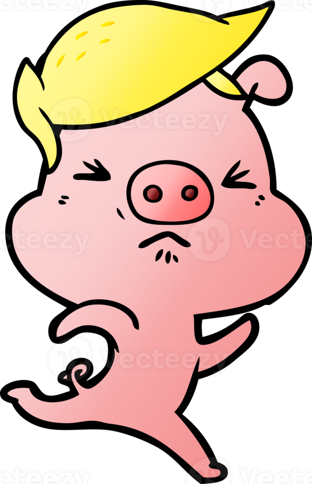 cartoon annoyed pig running png