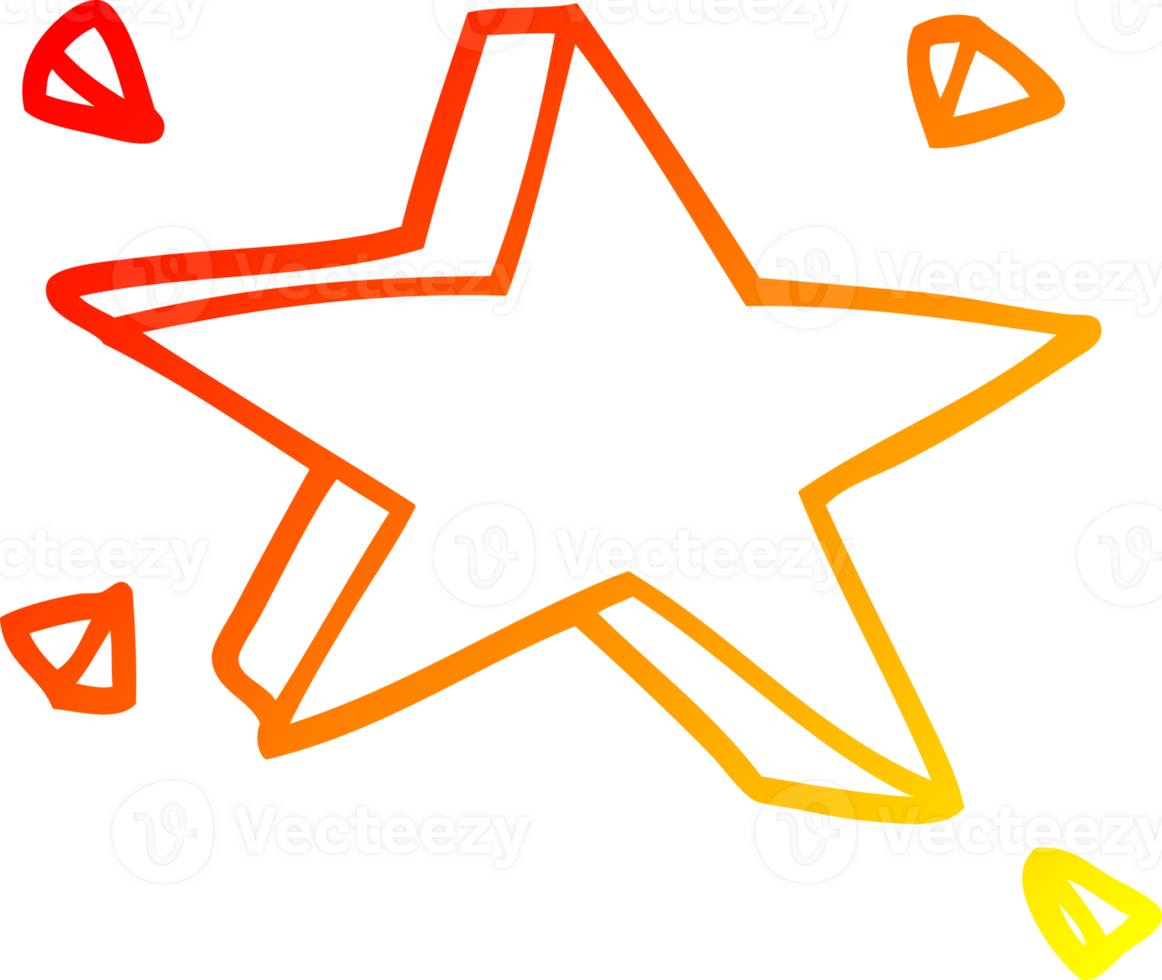 warm gradient line drawing of a cartoon star png