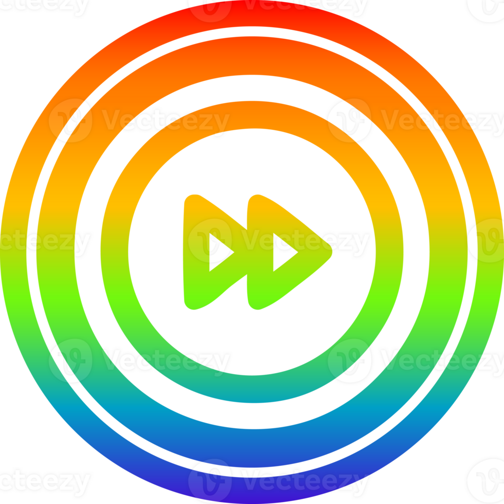 fast forward circular icon with rainbow gradient finish png