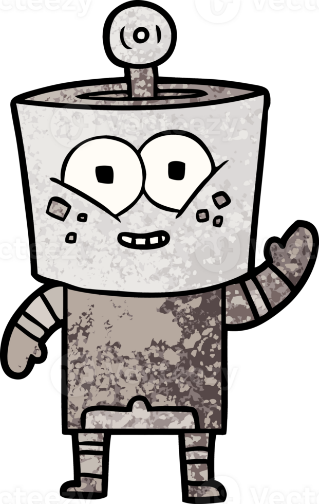 happy cartoon robot waving hello png