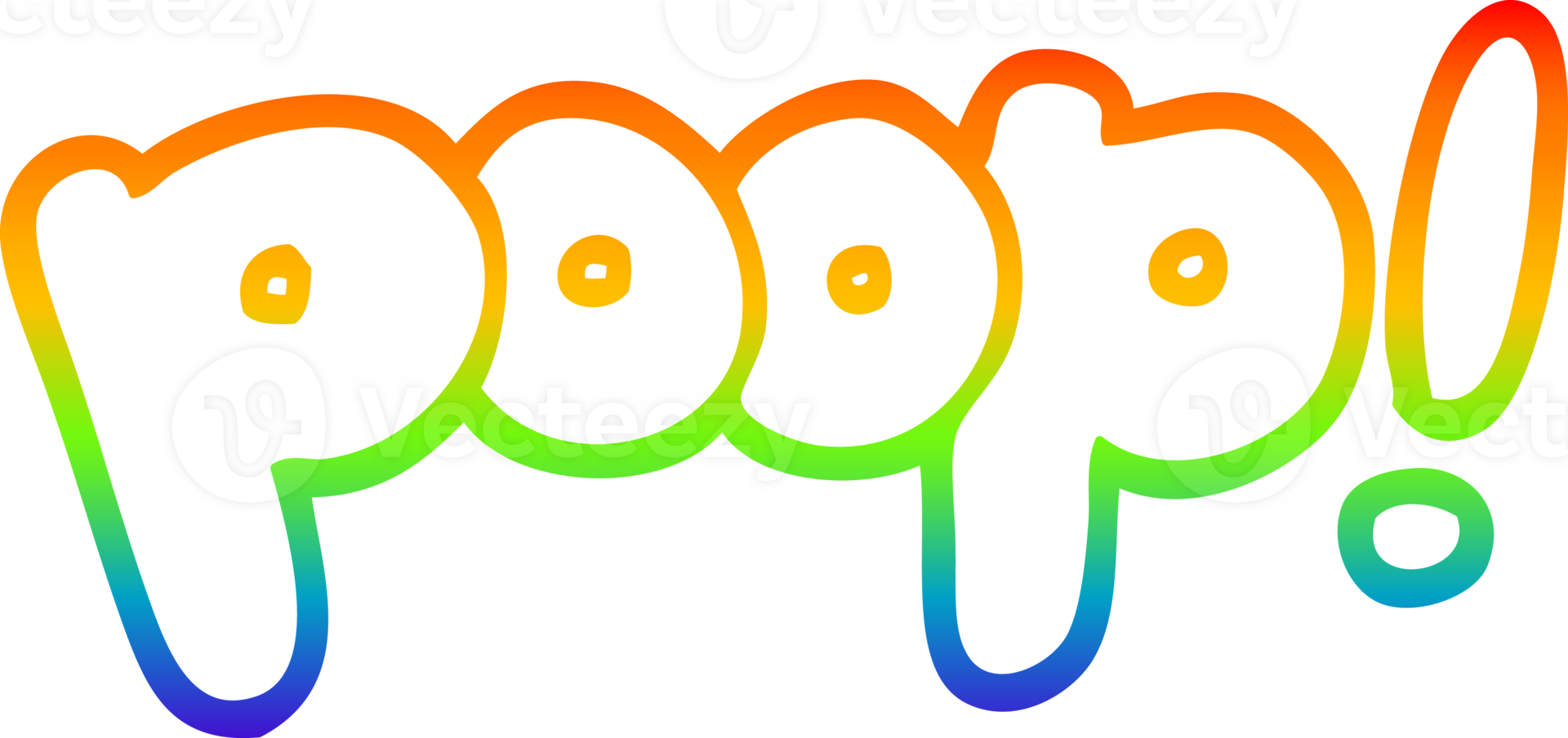 rainbow gradient line drawing of a cartoon font poop png