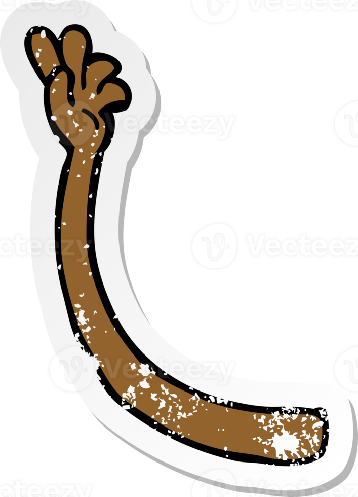 retro distressed sticker of a cartoon arm png