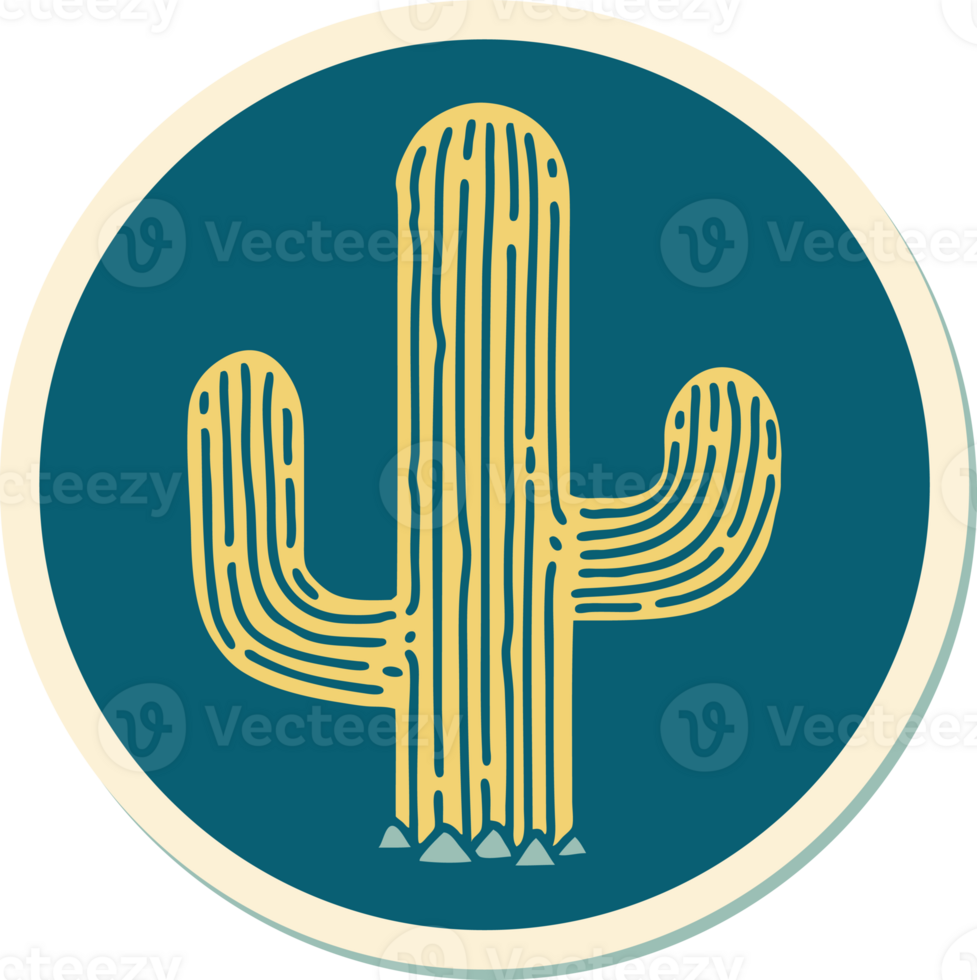 sticker of tattoo in traditional style of a cactus png