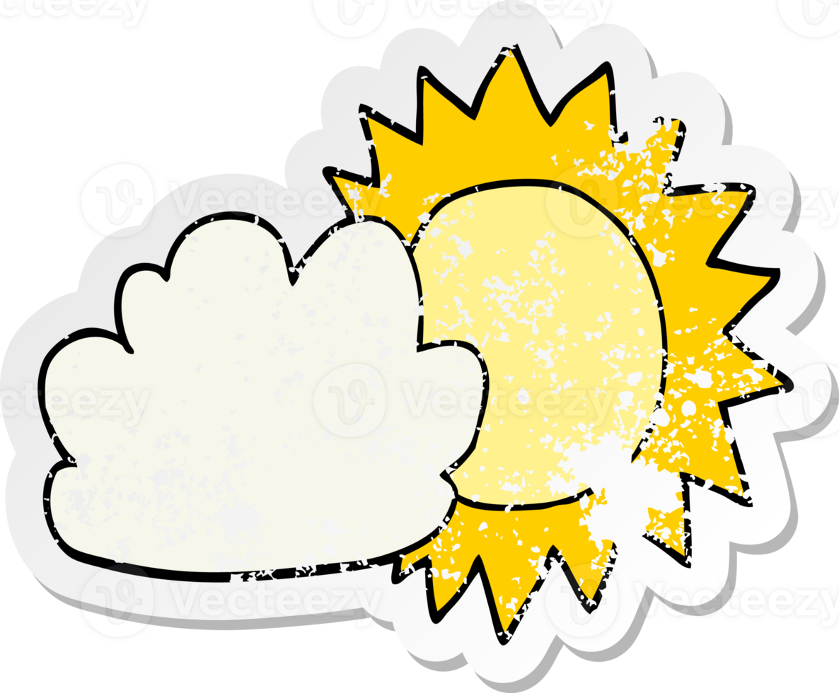distressed sticker of a cartoon weather png