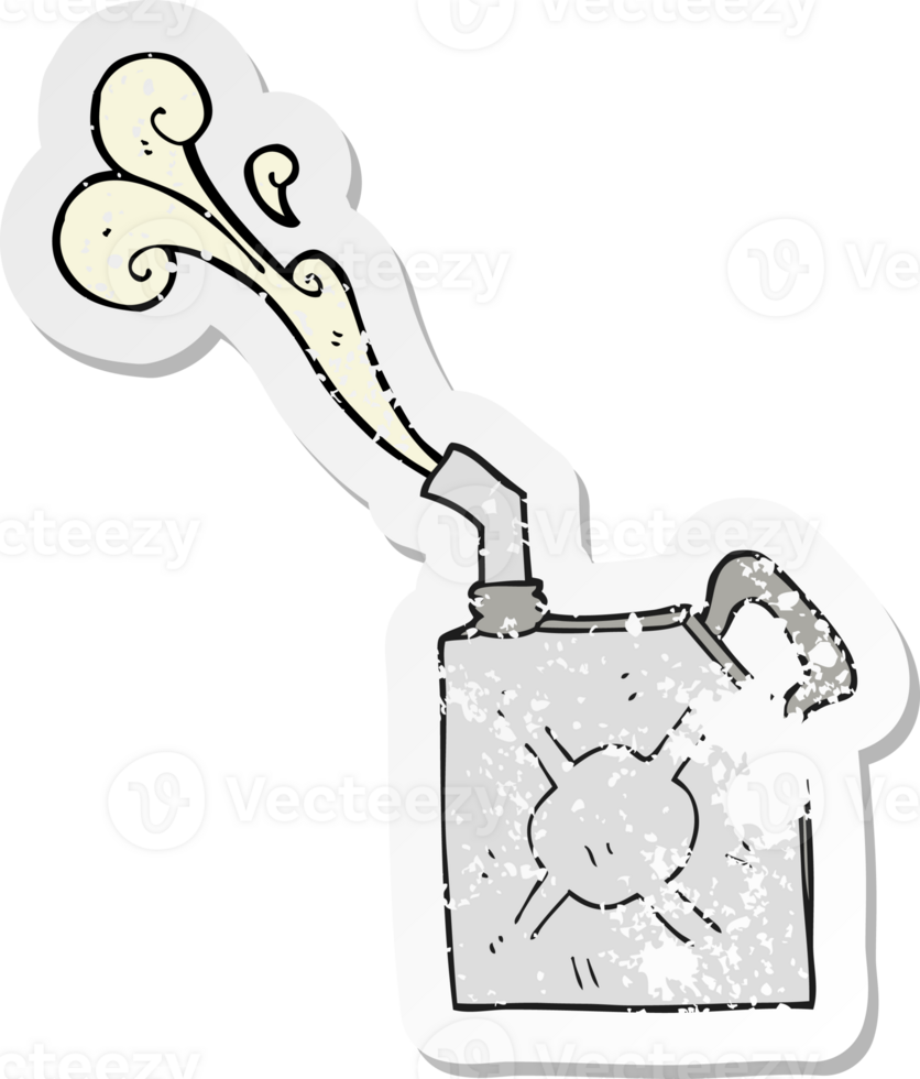 retro distressed sticker of a cartoon fuel can png