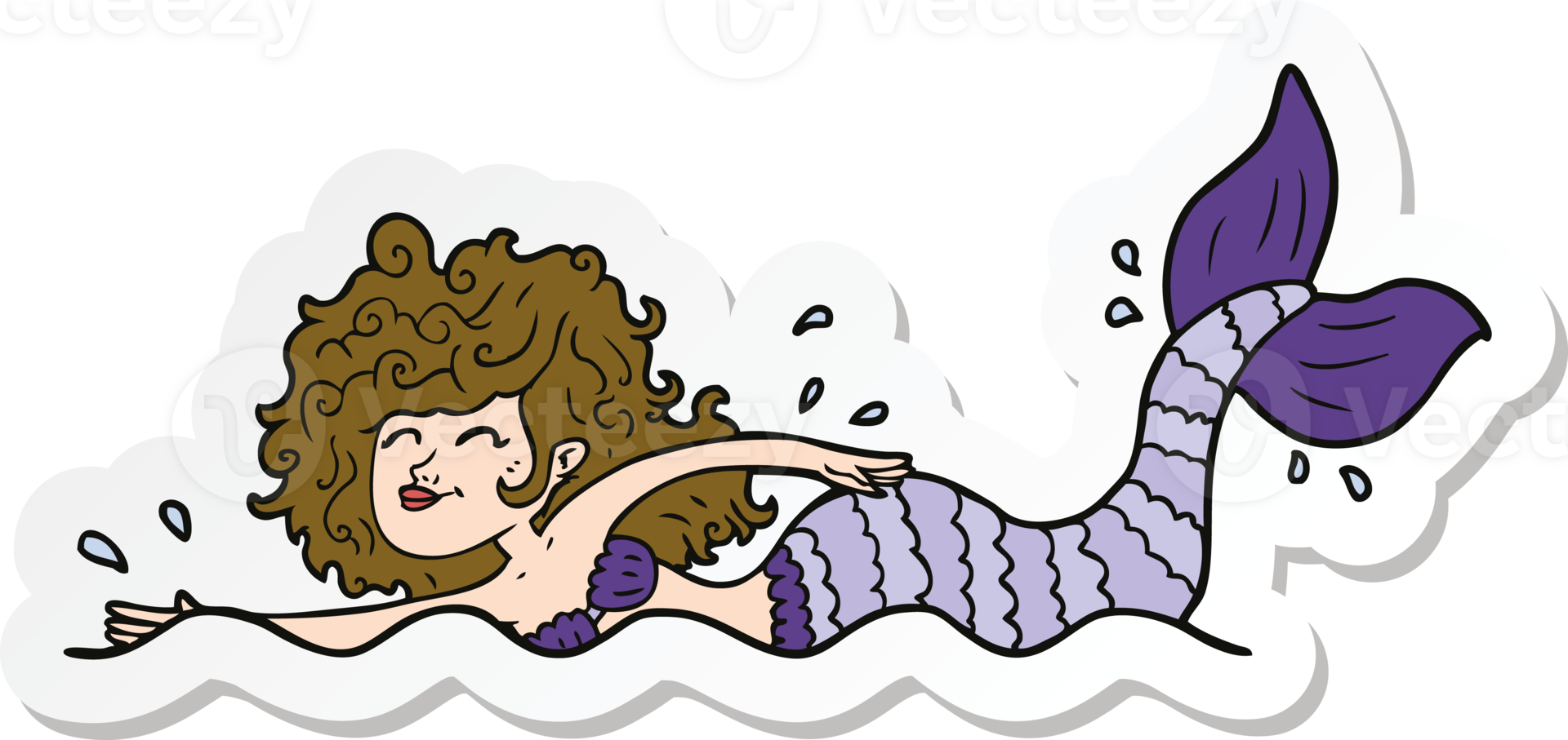 sticker of a cartoon mermaid png
