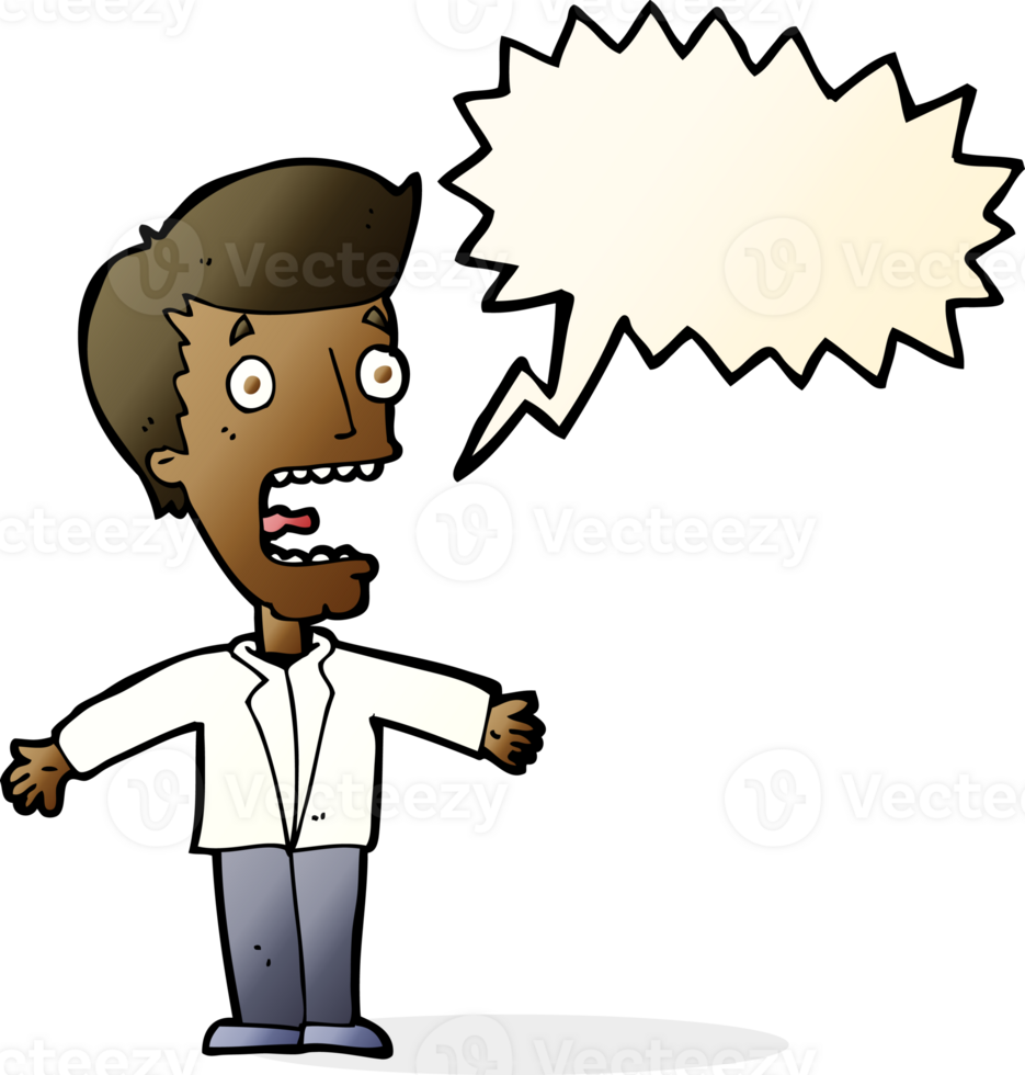 cartoon screaming man with speech bubble png