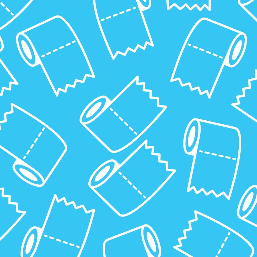 Toilet papers icon sign pattern illustration isolated on square blue background. Simple flat cartoon art styled drawing. vector