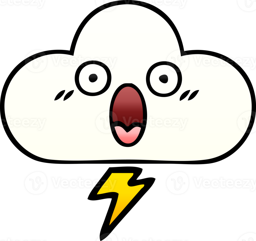 gradient shaded cartoon of a thunder cloud png