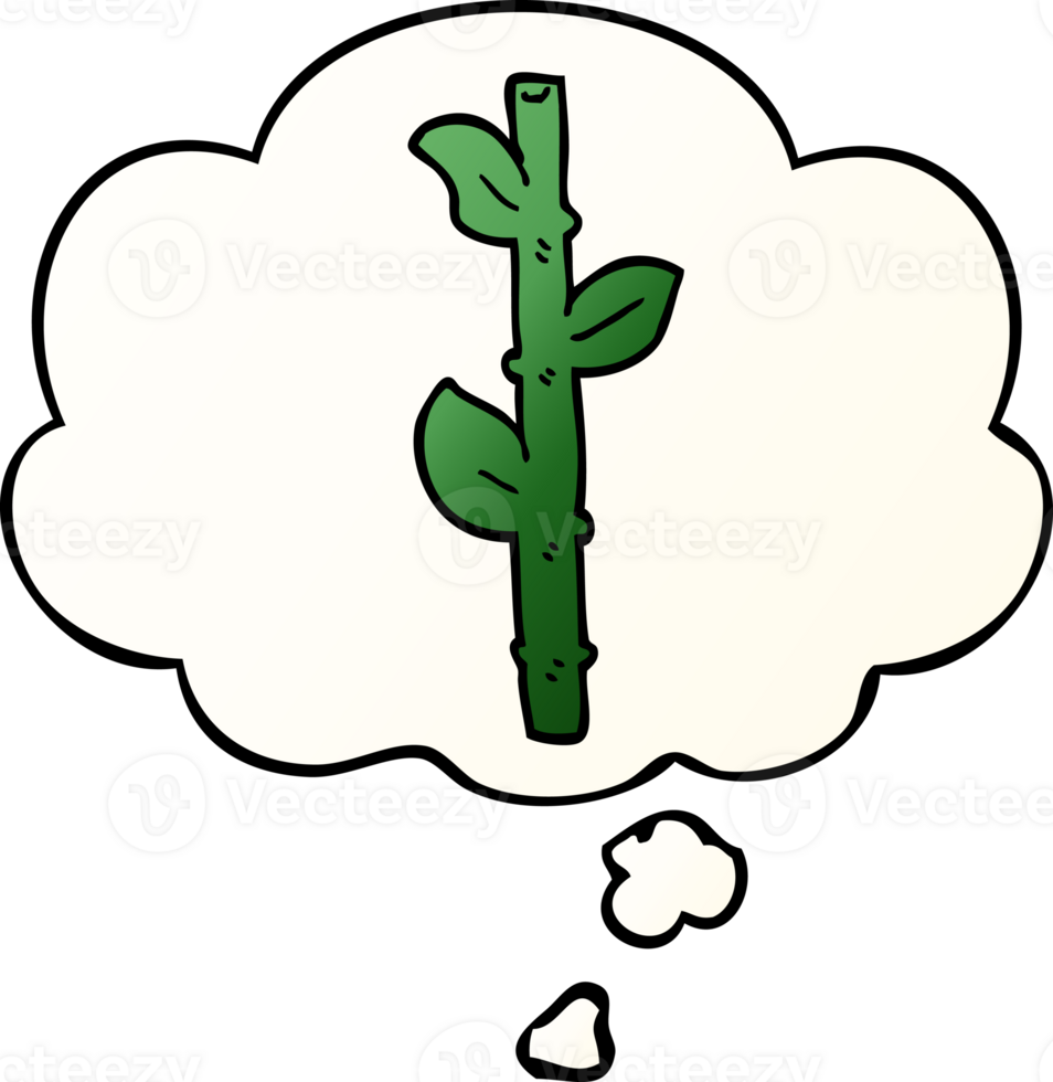 cartoon bamboo with thought bubble in smooth gradient style png