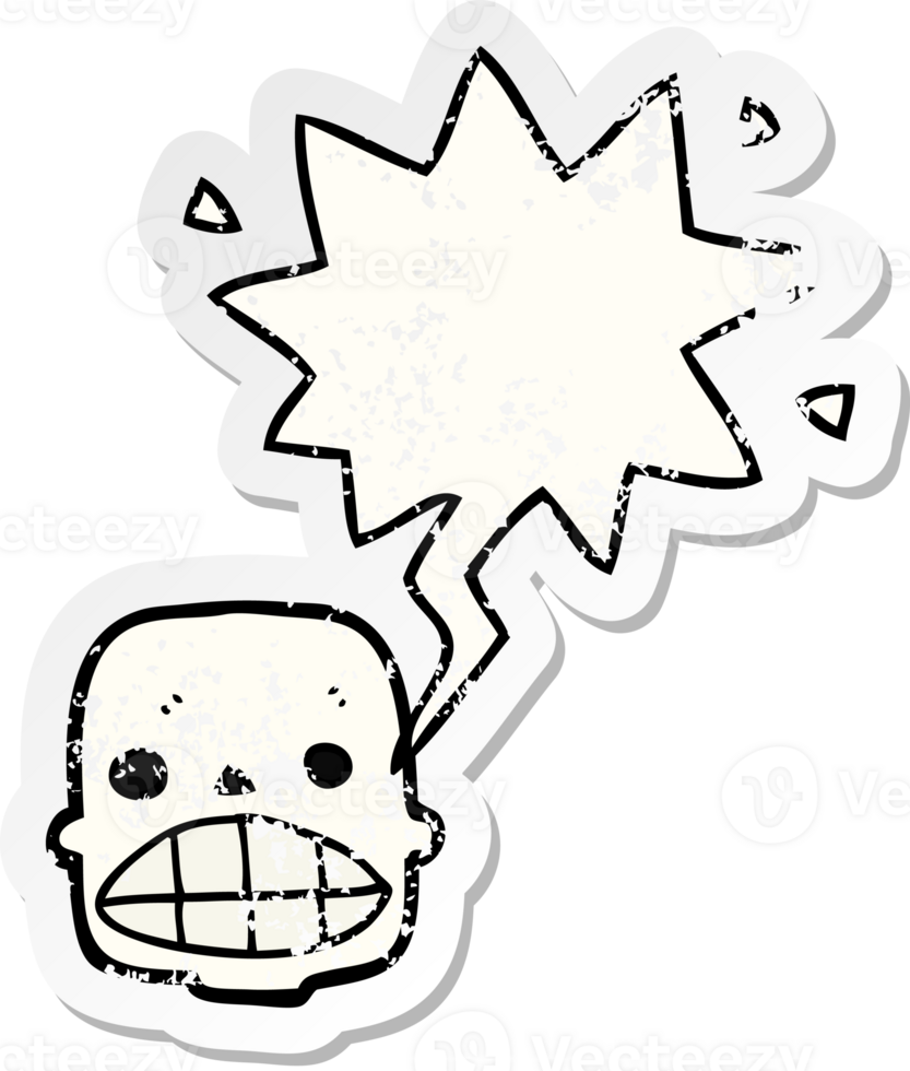 cartoon skull with speech bubble distressed distressed old sticker png