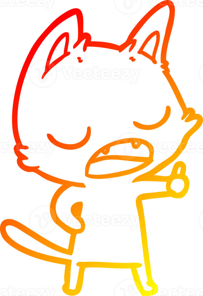 warm gradient line drawing of a talking cat cartoon png