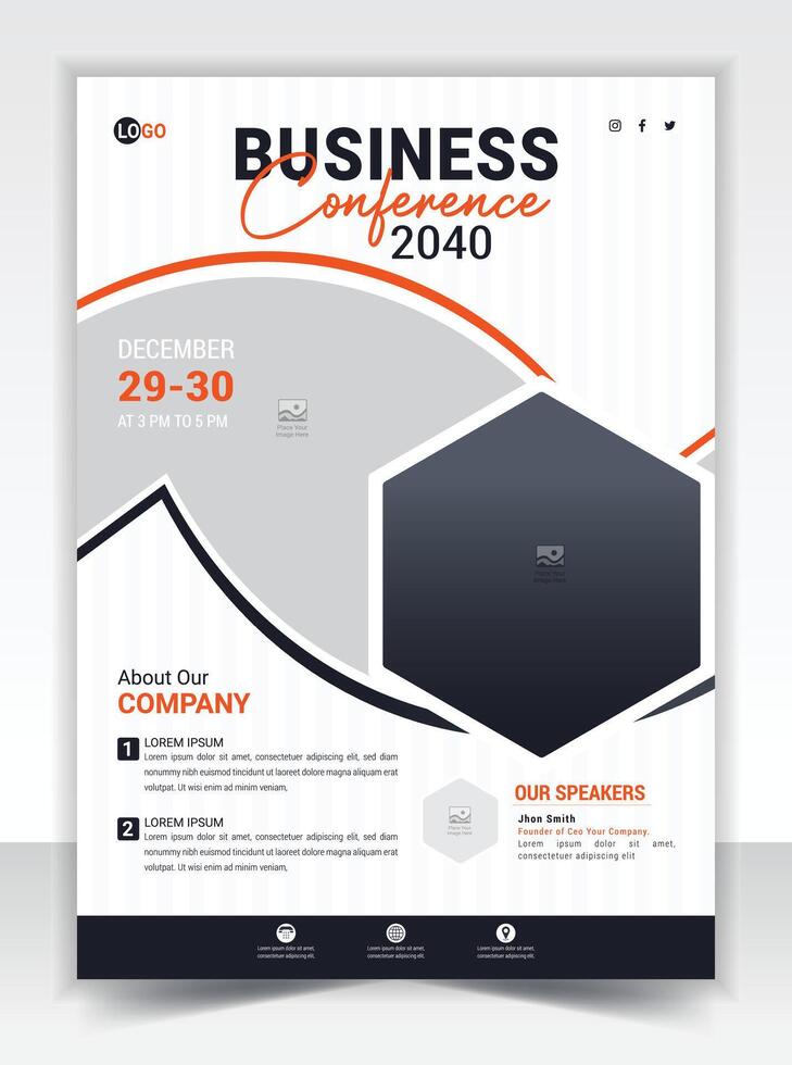 Corporate business conference flyer or brochure, poster, design template vector