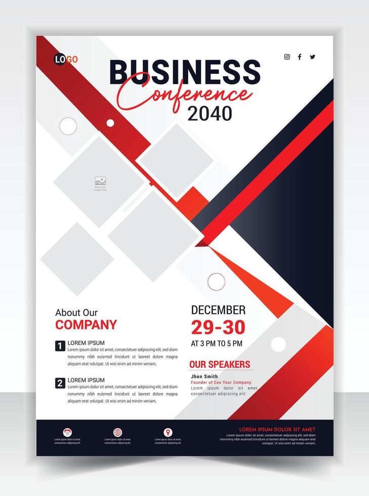 Corporate business conference flyer or brochure, poster, design template vector