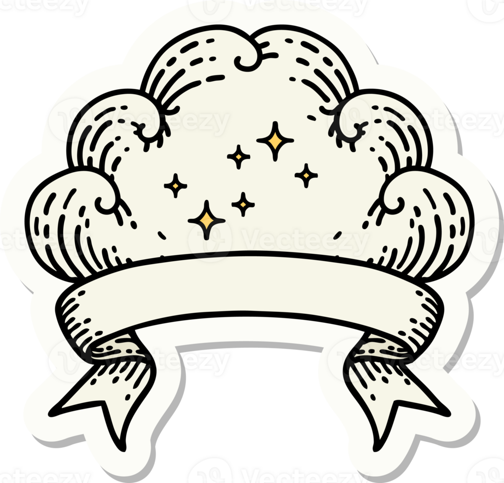 tattoo style sticker with banner of a cloud png