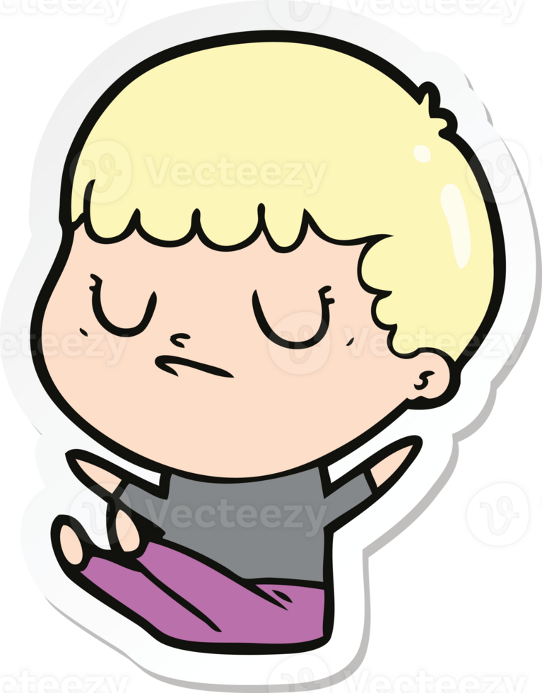 sticker of a cartoon grumpy boy png