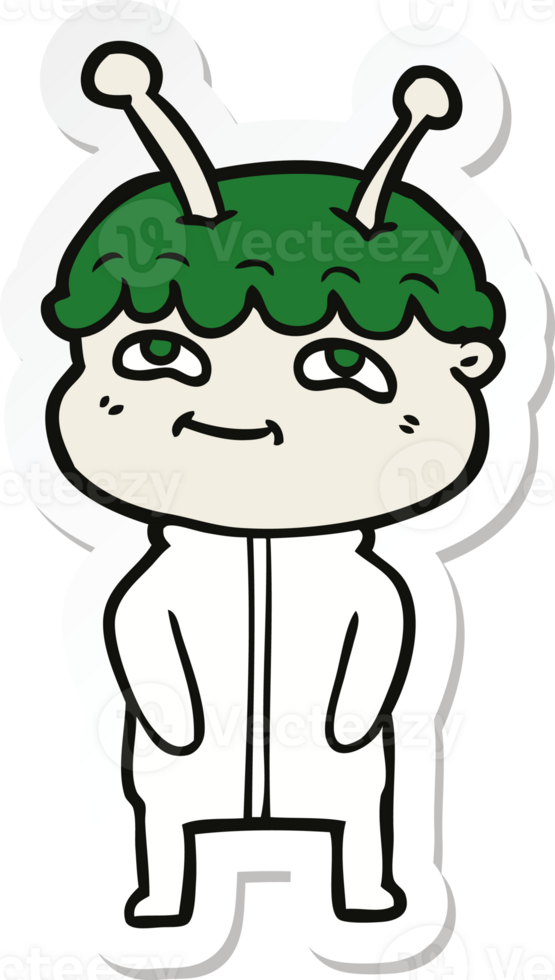 sticker of a friendly cartoon spaceman png