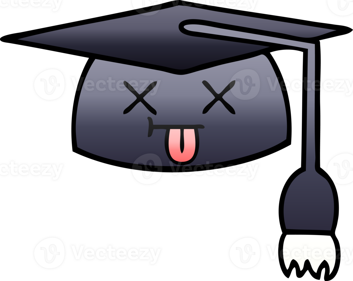 gradient shaded cartoon of a graduation hat png