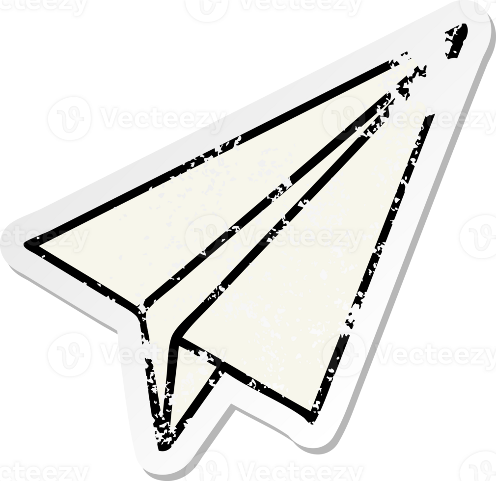 distressed sticker of a cute cartoon paper plane png