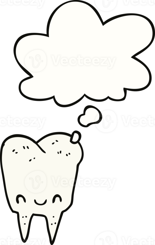cartoon tooth with thought bubble png