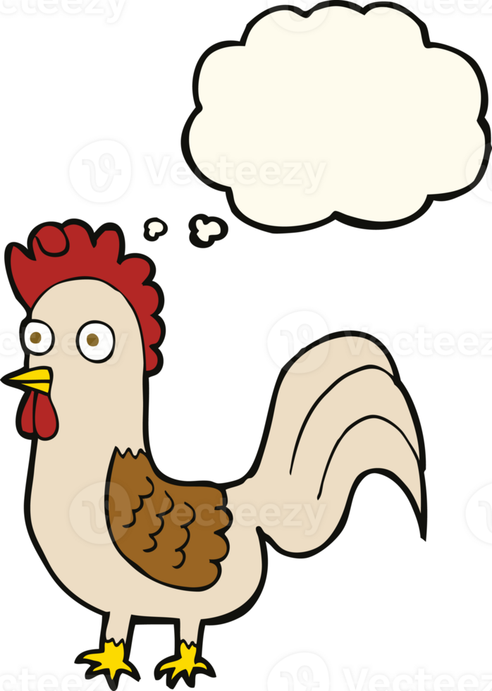 cartoon rooster with thought bubble png