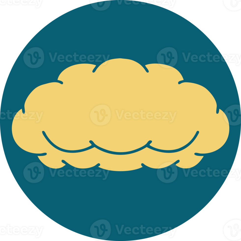 iconic tattoo style image of a grey cloud png