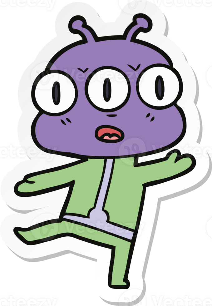 sticker of a cartoon three eyed alien png