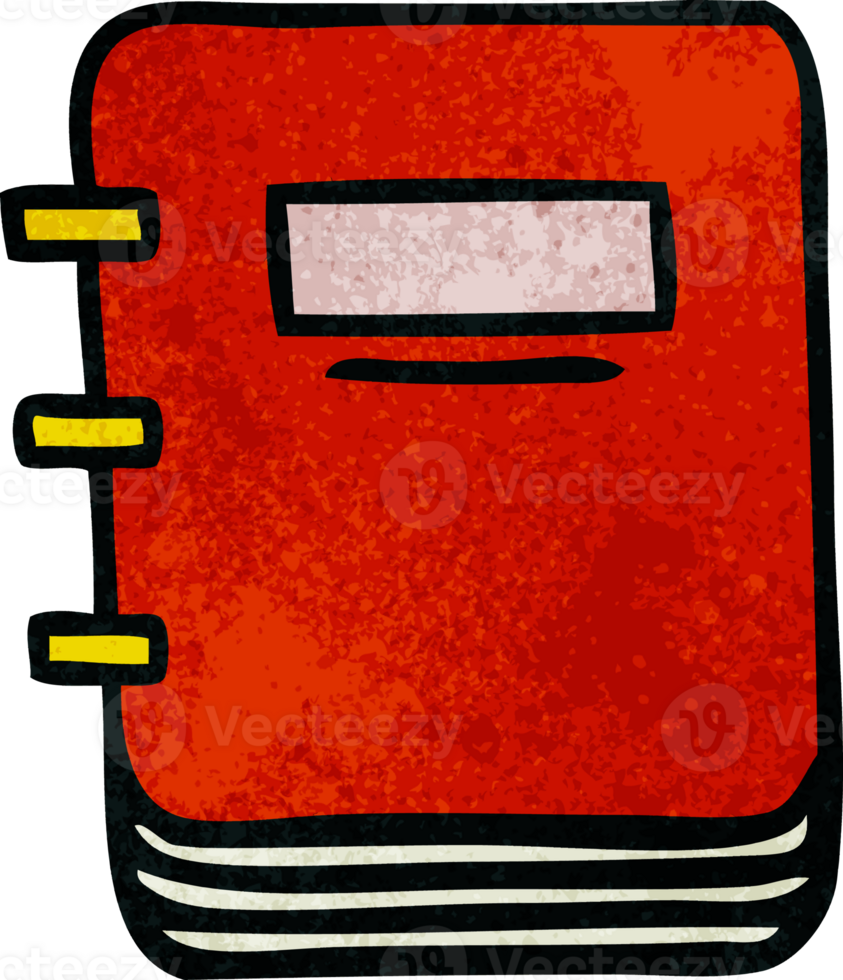 retro grunge texture cartoon of a note book png