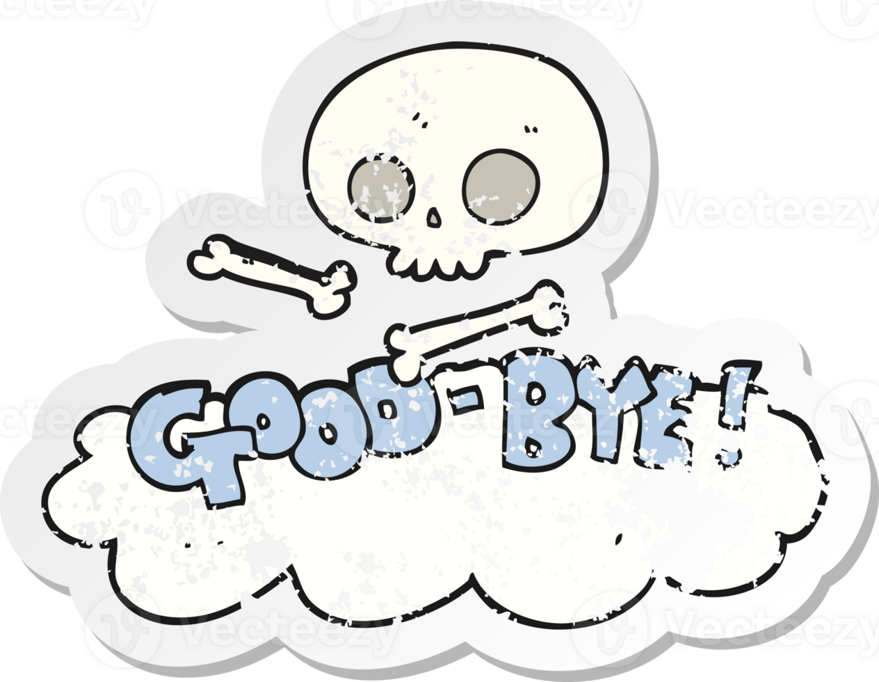 retro distressed sticker of a cartoon good-bye symbol png