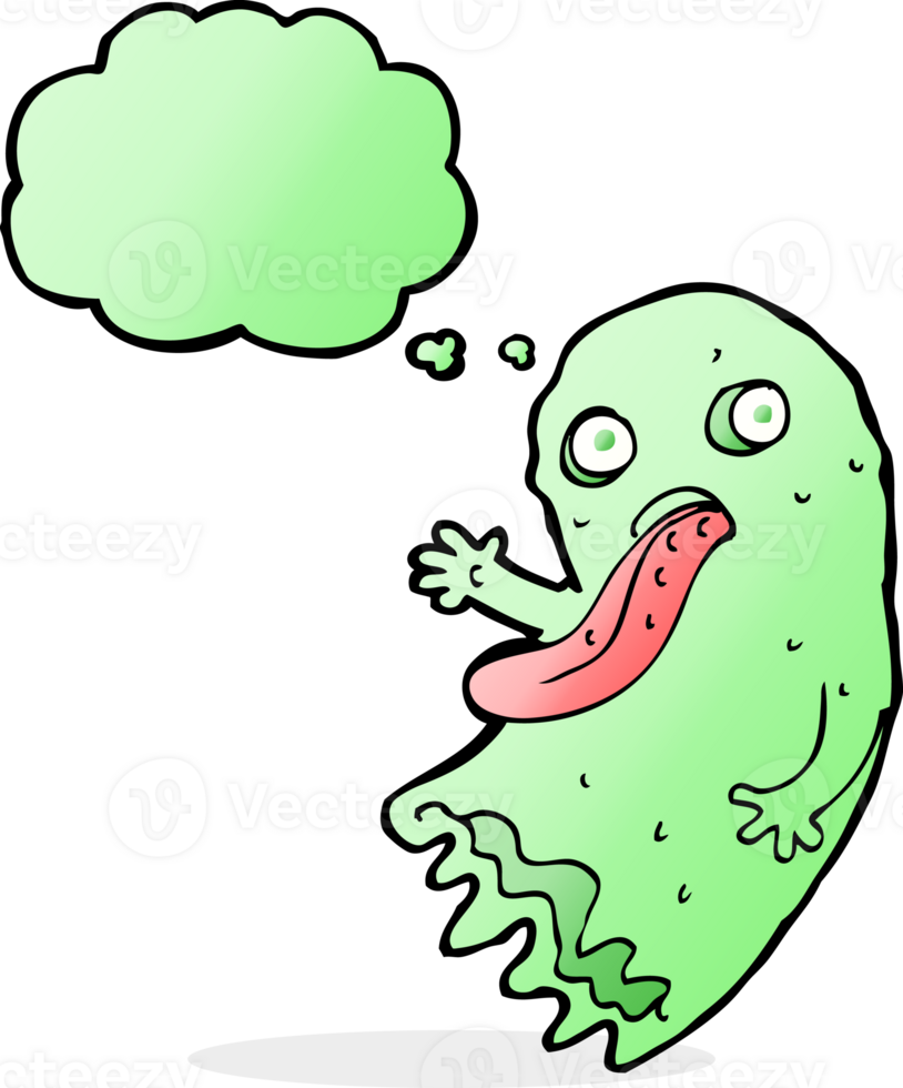 gross cartoon ghost with thought bubble png