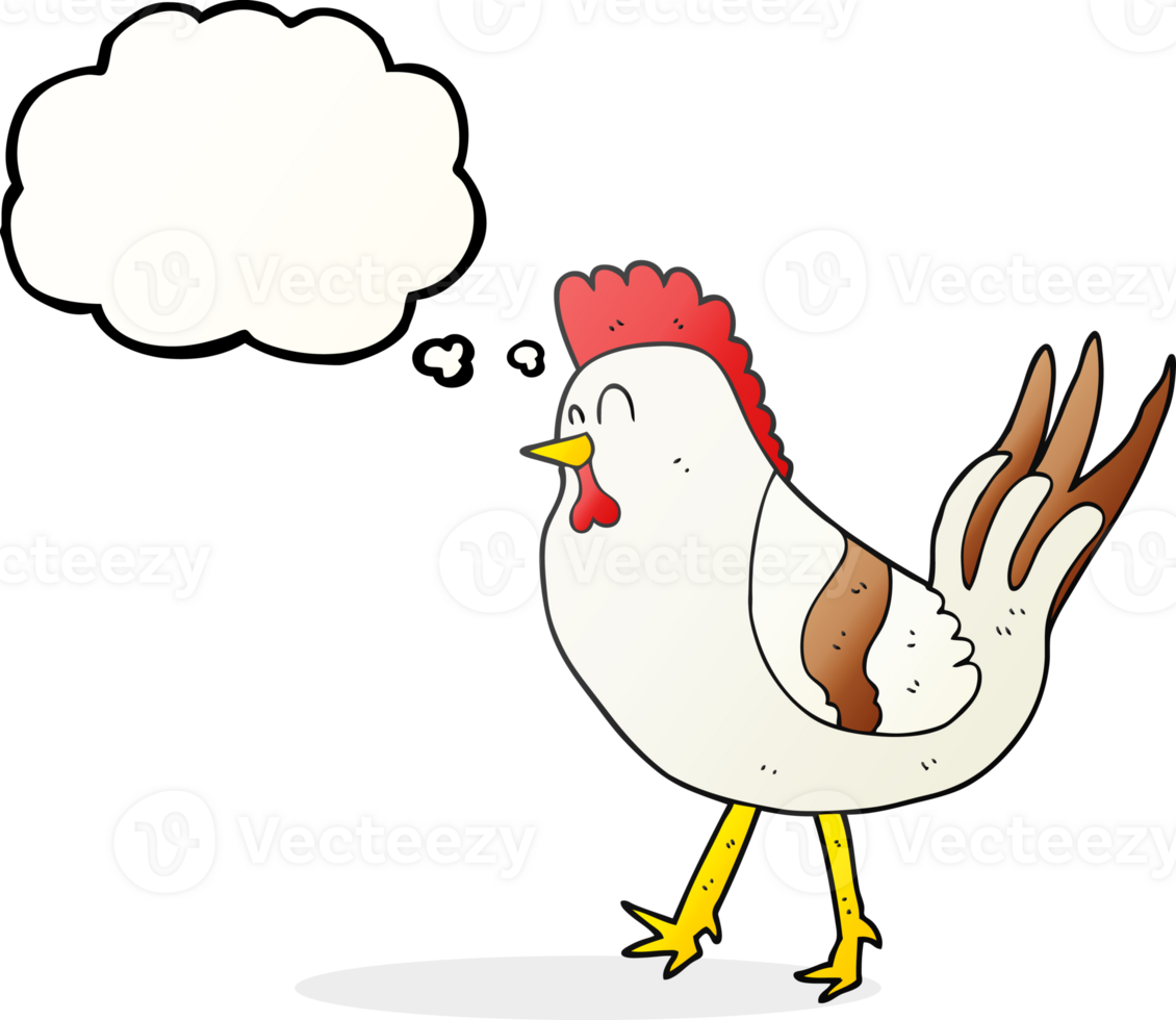 hand drawn thought bubble cartoon chicken png