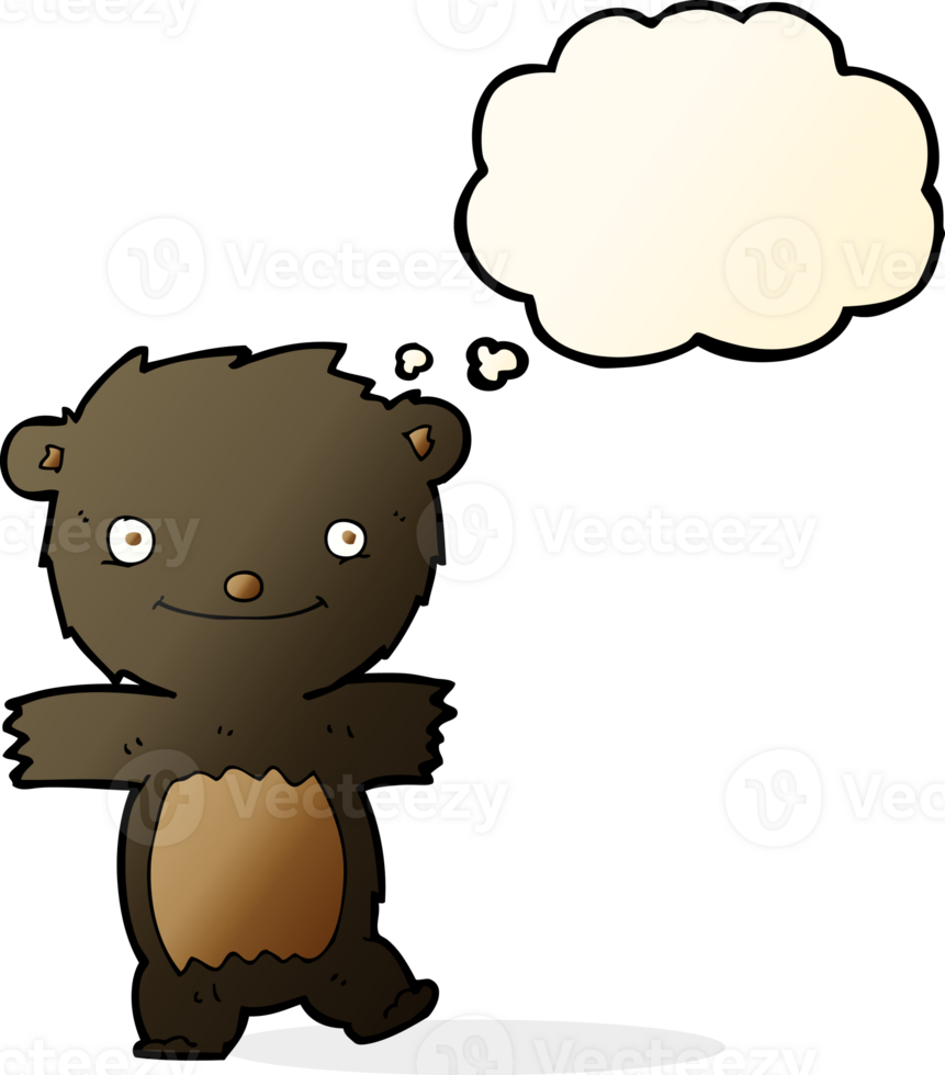 cartoon black bear cub with thought bubble png