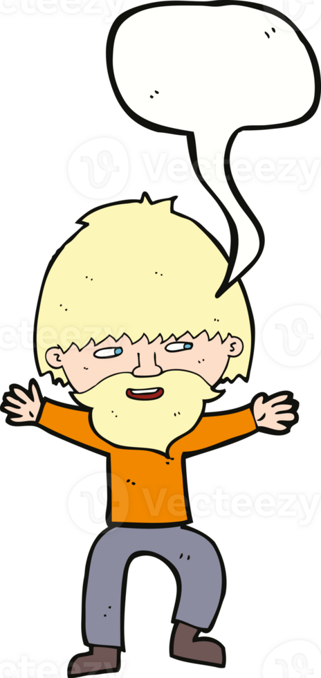 cartoon happy man with beard with speech bubble png