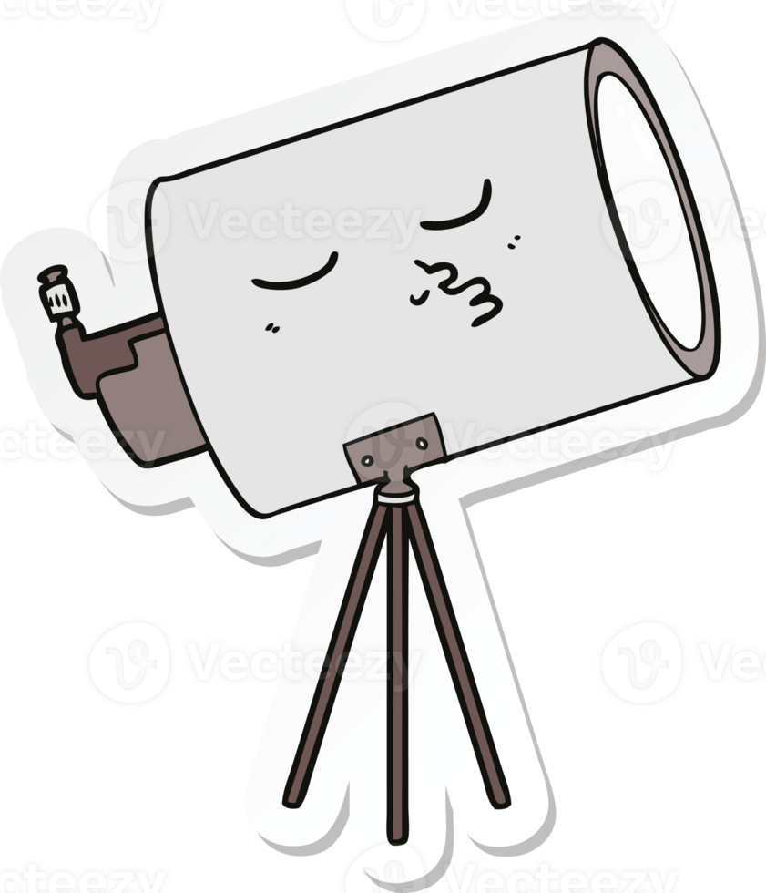 sticker of a cartoon telescope with face png