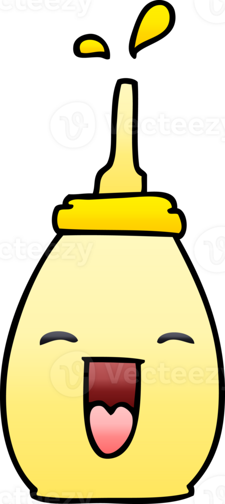 gradient shaded quirky cartoon happy mustard bottle png