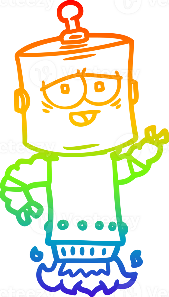 rainbow gradient line drawing of a cartoon robot png