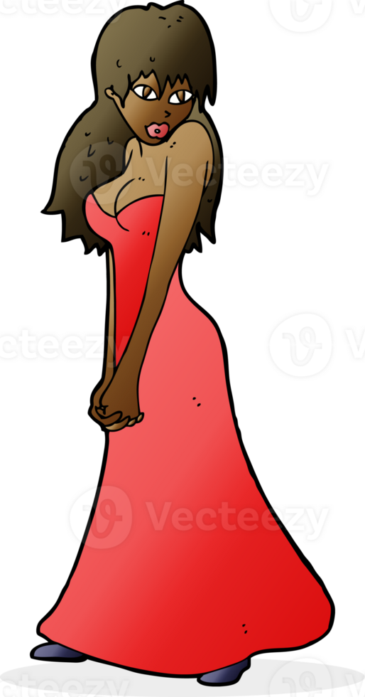 cartoon pretty woman in dress png