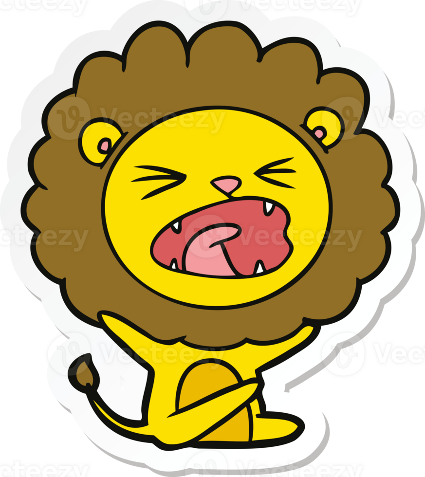 sticker of a cartoon lion throwing tantrum png