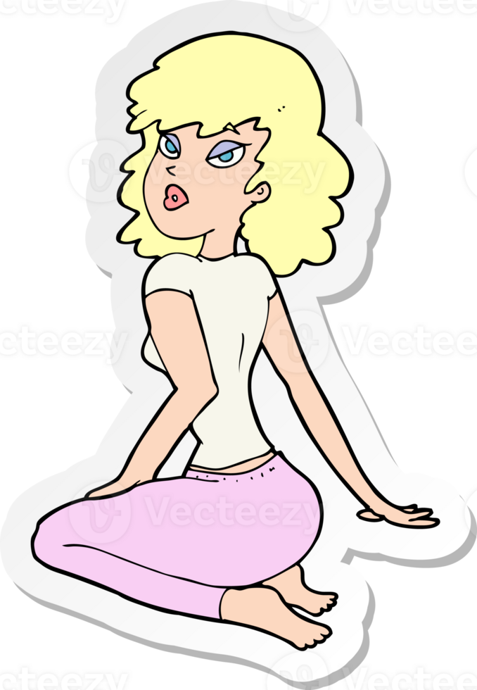 sticker of a cartoon pretty woman png