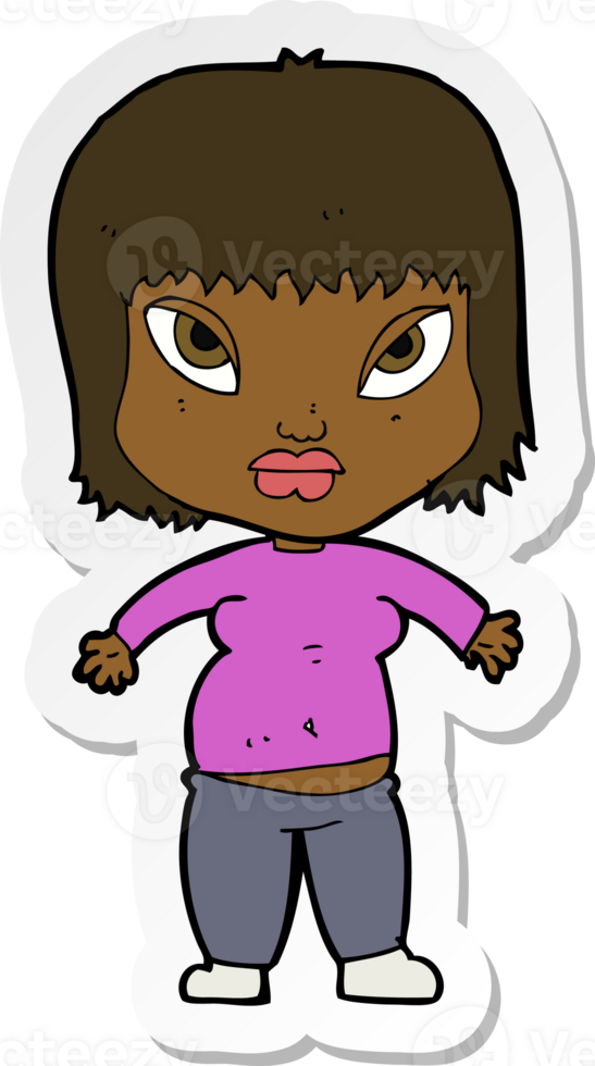 sticker of a cartoon overweight woman png