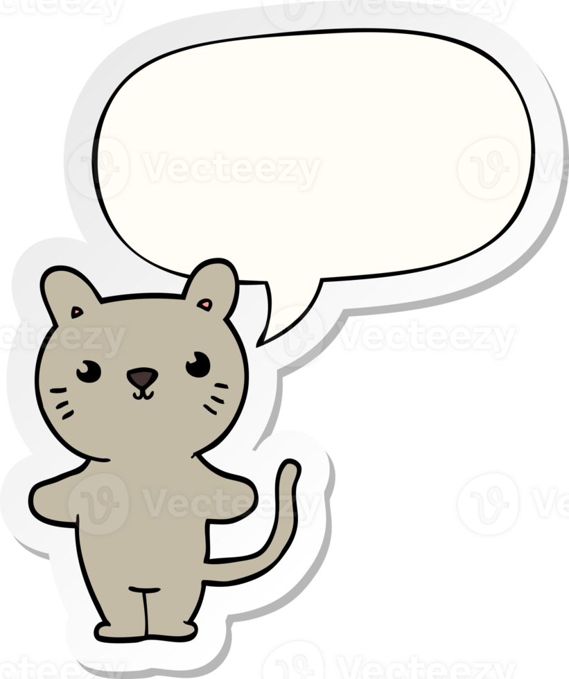 cartoon cat with speech bubble sticker png
